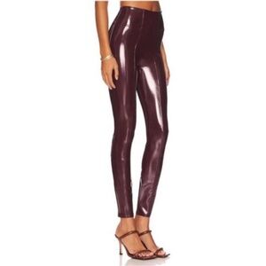SPANX ruby red Glossy Maroon faux leather Leggings Medium